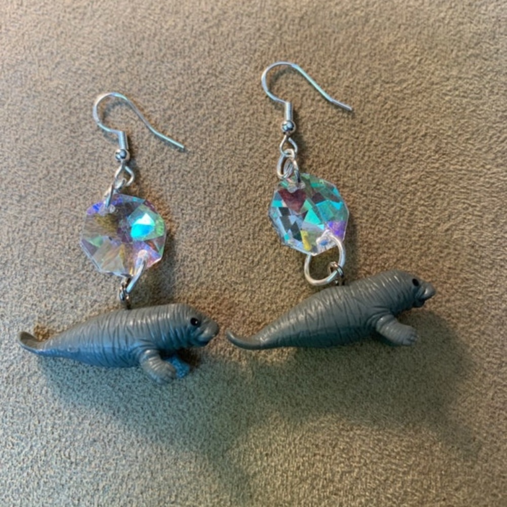 Manatee dangle earrings